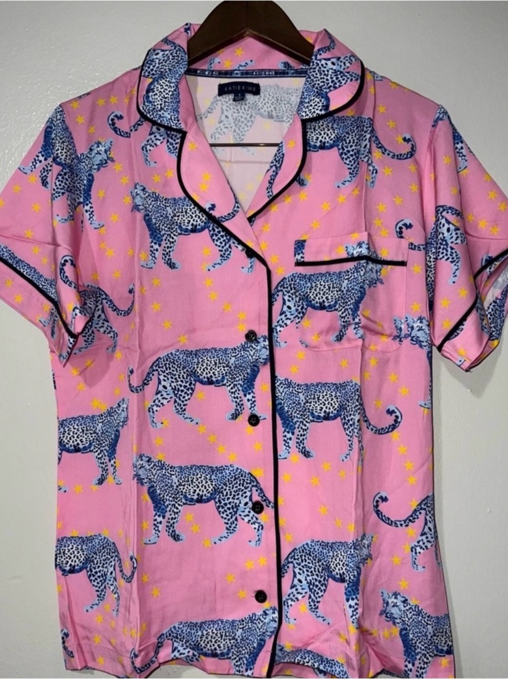 Eastar Pink Leopard-Print Short PJ Shirt